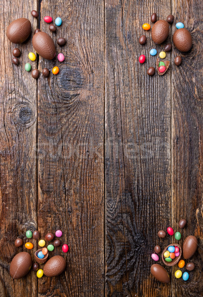 Foto stock: Chocolate · Conejo · de · Pascua · huevos · delicioso · huevo