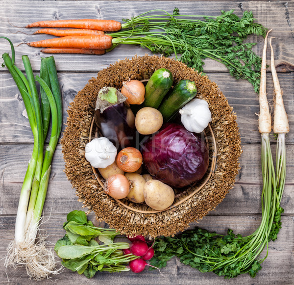 Fraîches organique bio légumes bois alimentaire [[stock_photo]] © tommyandone