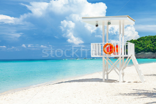Pristine waters and white sand in Boracay Stock photo © tommyandone