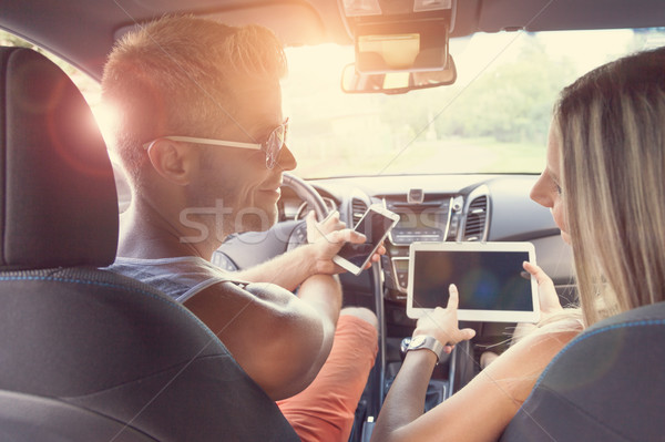 Jeunes voiture jeunes gens heureux femme [[stock_photo]] © tommyandone