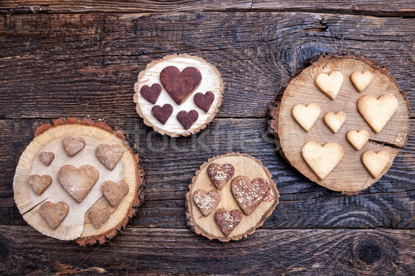 Stock photo: Delicious heart shaped cookies baked with love 