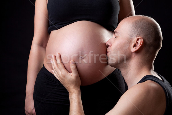 Portré elragadtatott apa baba fiatal nő Stock fotó © tommyandone