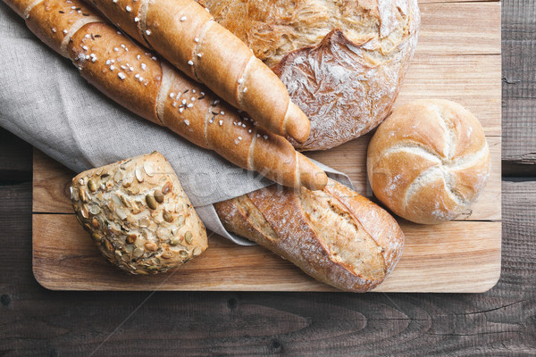 [[stock_photo]]: Délicieux · fraîches · pain · bois