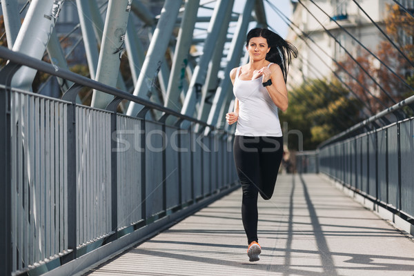 Stockfoto: Stad · training · mooie · vrouw · opleiding · stedelijke · mooie