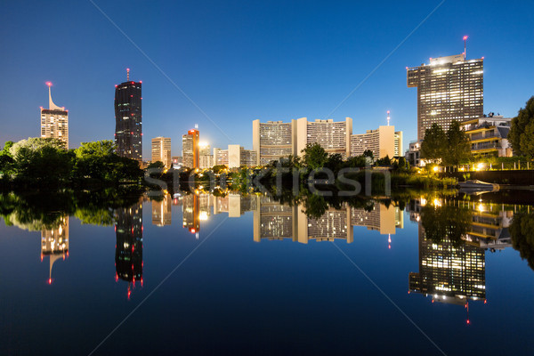 Vienna skyline on the Danube river at night Stock photo © tommyandone