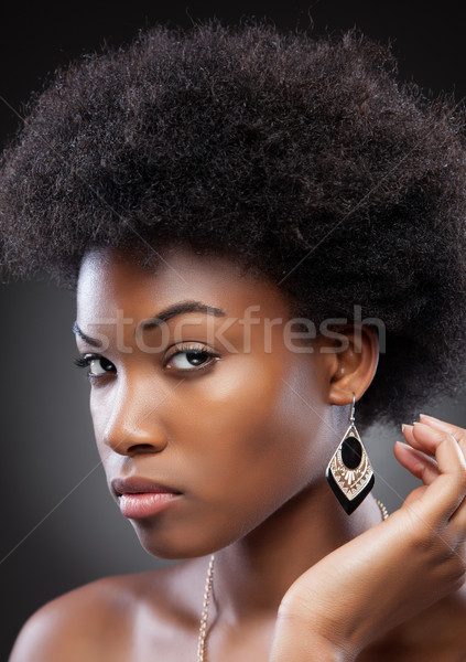 Gyönyörű afroamerikai nő fiatal fekete szépség afro Stock fotó © tommyandone
