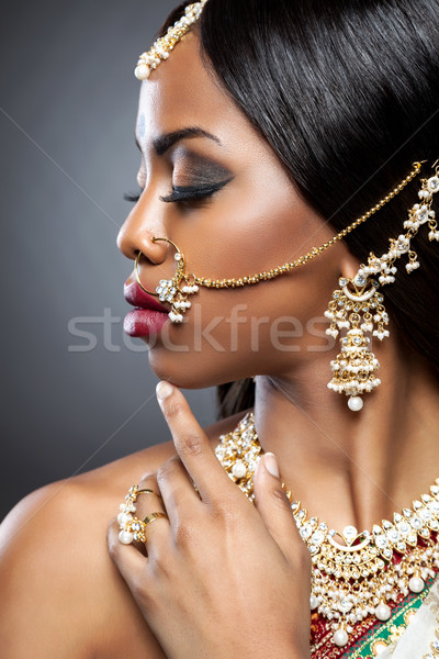 Exotic Indian bride dressed up for wedding  Stock photo © tommyandone