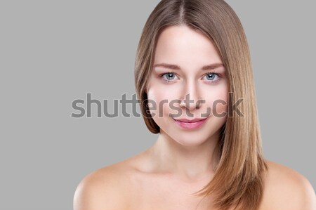 Beautiful brunette with long straight hair Stock photo © tommyandone
