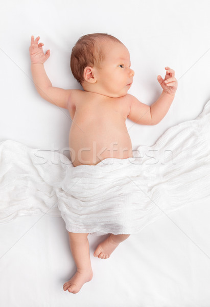 Imagine de stoc: Drăguţ · nou-nascut · copil · pat · fericit