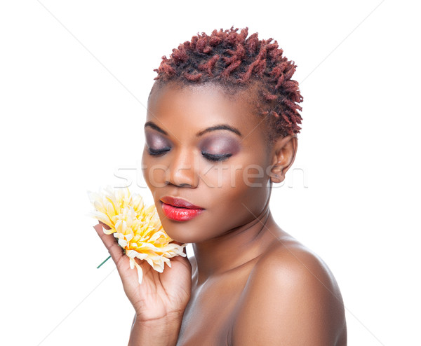 Black beauty with short spiky hair Stock photo © tommyandone