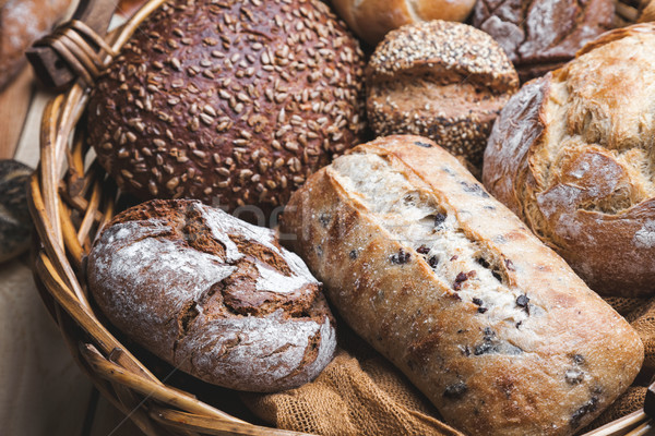 Foto d'archivio: Basket · completo · fresche · pane · legno