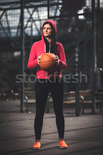 Foto stock: Feminino · treinamento · ao · ar · livre · local · tribunal