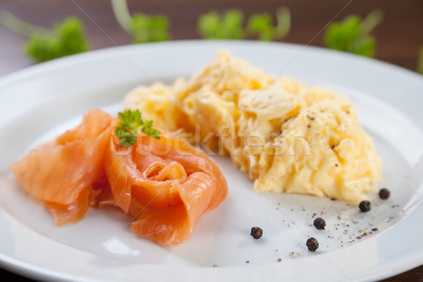 Salmon and scrambled eggs Stock photo © tommyandone