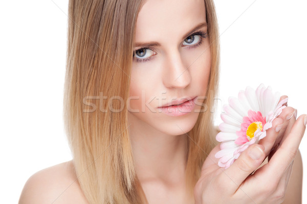 Schöne Frau lange glattes Haar schönen Natur Stock foto © tommyandone