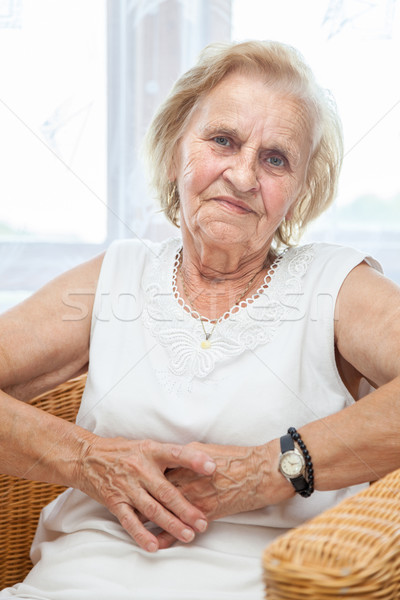 Retrato ancianos dama sesión silla 70s Foto stock © tommyandone