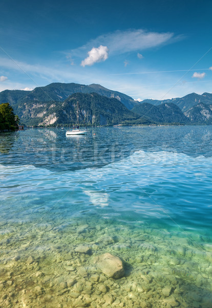 湖 奧地利 山 海灘 水 性質 商業照片 © tommyandone