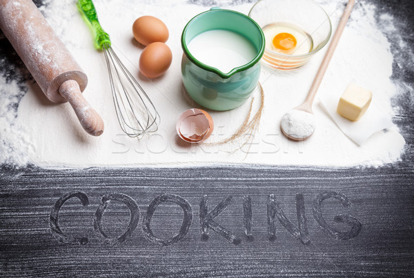 Baking and cooking concept, variety of ingredients and utensils Stock photo © tommyandone