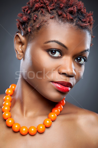 Stock photo: Black beauty with short spiky hair