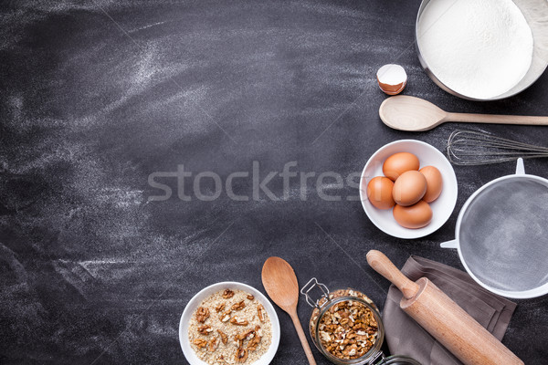 Baking and cooking concept, variety of ingredients and utensils Stock photo © tommyandone