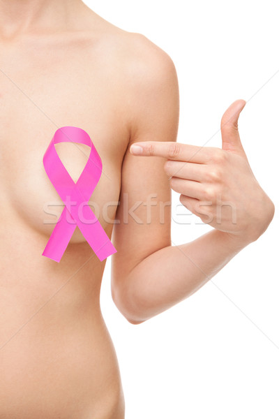 女子 乳腺癌 意識 色帶 粉紅色 手 商業照片 © tommyandone
