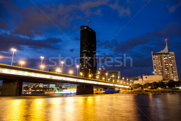 Vienna skyline on the Danube river at night Stock photo © tommyandone