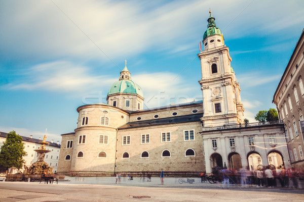 Catedral Áustria longa exposição famoso pôr do sol paisagem Foto stock © tommyandone