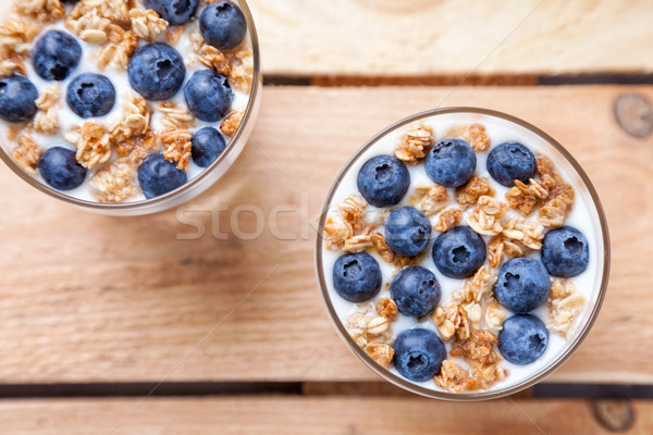 Nutritious and healthy yogurt with blueberries and cereal Stock photo © tommyandone