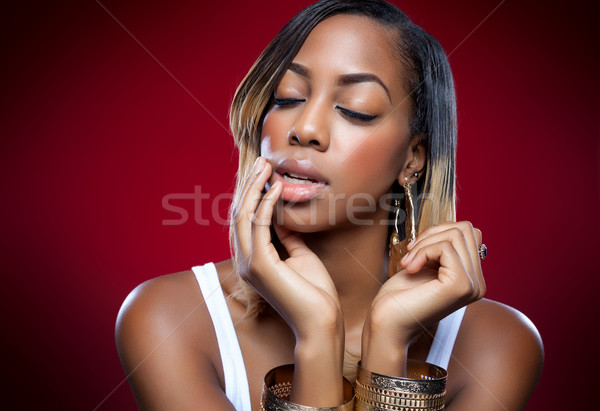 Young black beauty with perfect skin Stock photo © tommyandone