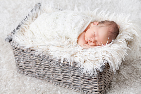Hermosa recién nacido dentro cesta bebé Foto stock © tommyandone