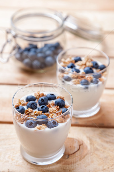 Nutritifs saine yaourt bleuets céréales bio Photo stock © tommyandone