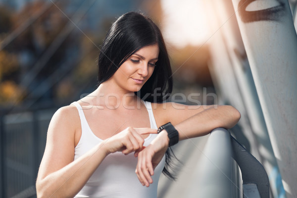 Stockfoto: Stad · training · mooie · vrouw · opleiding · stedelijke · mooie