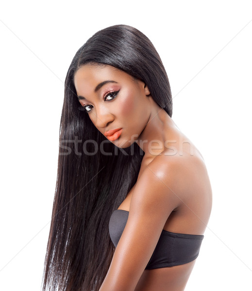 Piękna Afryki model długie włosy długo ciemne włosy Zdjęcia stock © tommyandone