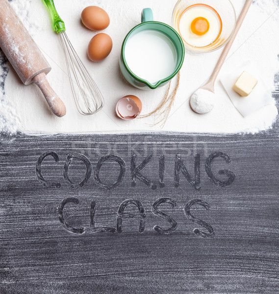 Baking and cooking concept, variety of ingredients and utensils Stock photo © tommyandone