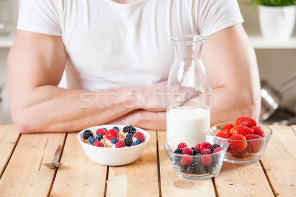 Stockfoto: Gezonde · voedzaam · yoghurt · granen · vers · ruw