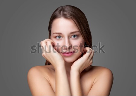 Fiatal természetes nő nagyszerű bőr arcszín Stock fotó © tommyandone