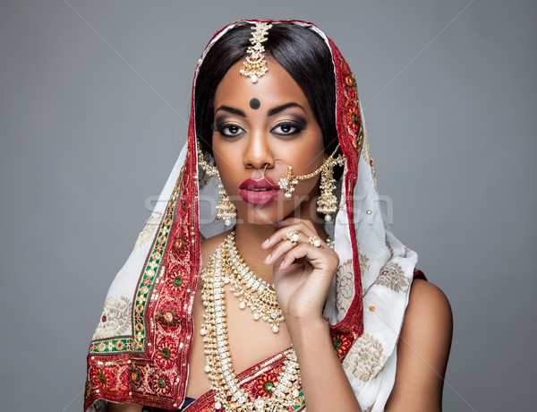Exotic Indian bride dressed up for wedding Stock photo © tommyandone