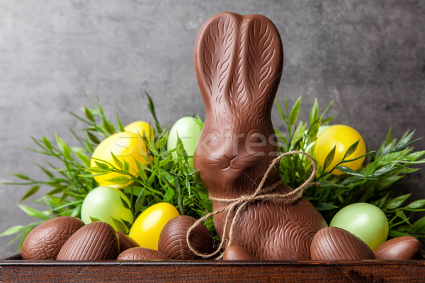 Hagyományos húsvét csokoládé nyuszi tojások bent Stock fotó © tommyandone