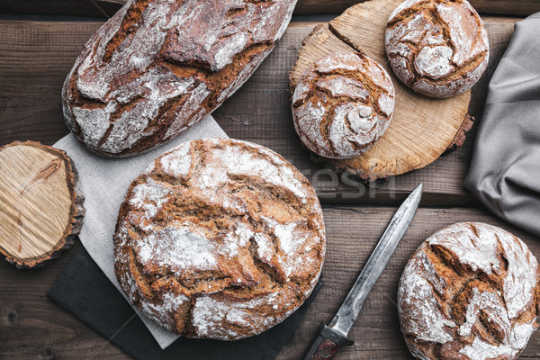 Stockfoto: Heerlijk · vers · brood · houten · vers · gebakken