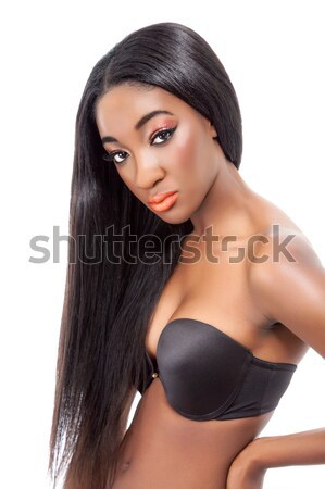 Schönen african Modell lange Haare lange dunkle Haare Stock foto © tommyandone