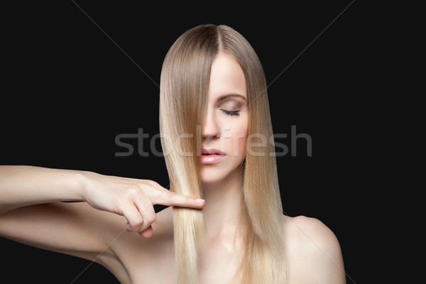 Beautiful lady with straight hair Stock photo © tommyandone