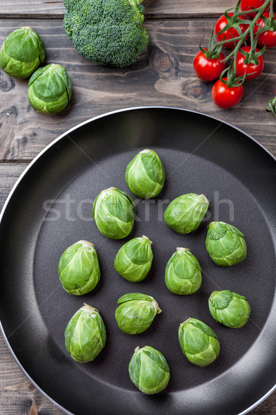 Stockfoto: Vers · organisch · koekenpan · gezonde · hout · gezondheid