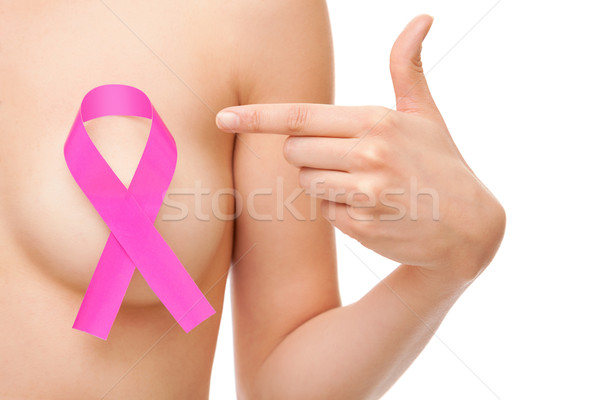 Mujer cáncer de mama conciencia cinta rosa médicos Foto stock © tommyandone