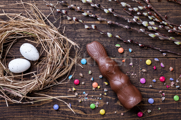 Easter eggs on a wooden background Stock photo © tommyandone