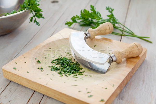 Frischen Petersilie Bord frisch gehackt Holz Stock foto © tommyandone