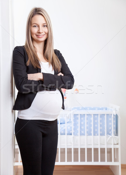 Ciąży kobieta interesu baby portret szczęśliwy pracy Zdjęcia stock © tommyandone