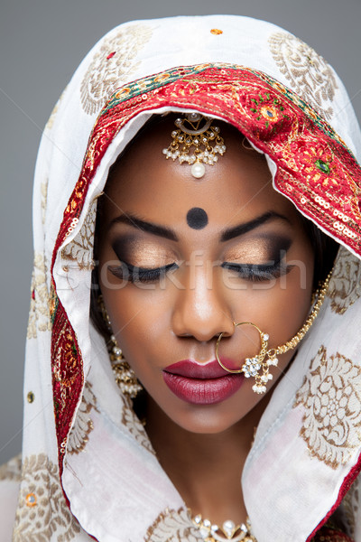 Exotic Indian bride dressed up for wedding Stock photo © tommyandone