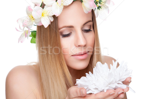 Tineri frumuseţe perfect piele alb mână Imagine de stoc © tommyandone