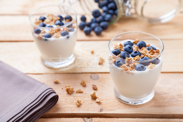 Stock foto: Nahrhaft · gesunden · Joghurt · Heidelbeeren · Getreide · bio
