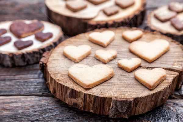 Delicioso corazón cookies amor Foto stock © tommyandone