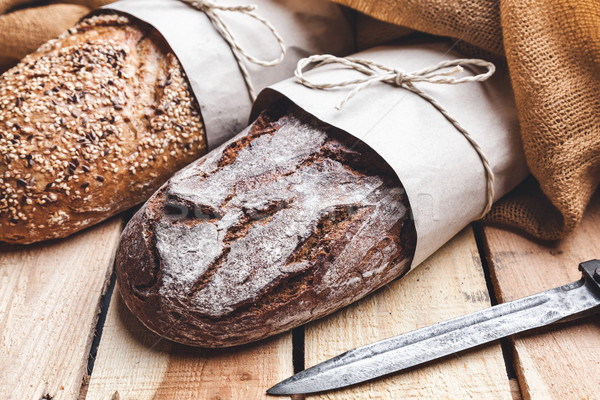 Stockfoto: Heerlijk · vers · brood · houten · vers · gebakken